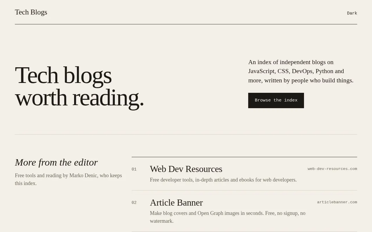 Tech-Blogs homepage screenshot