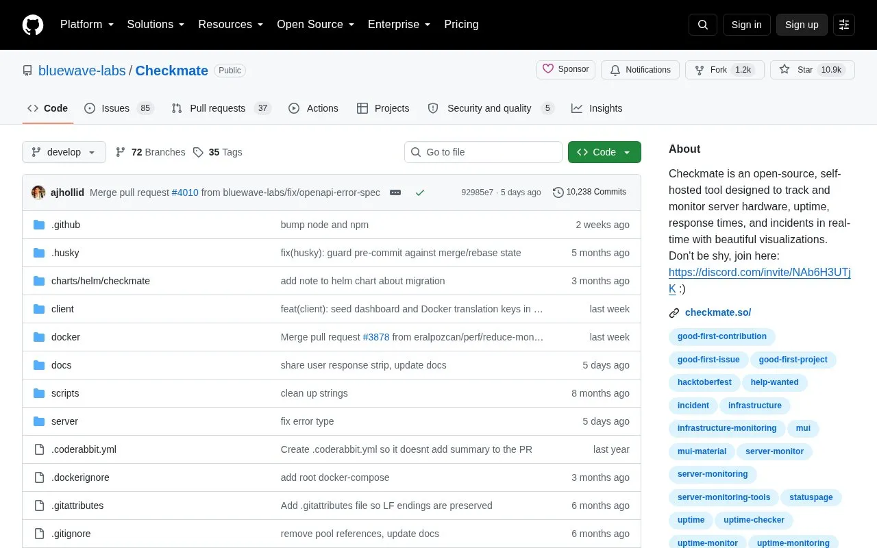 Checkmate homepage screenshot