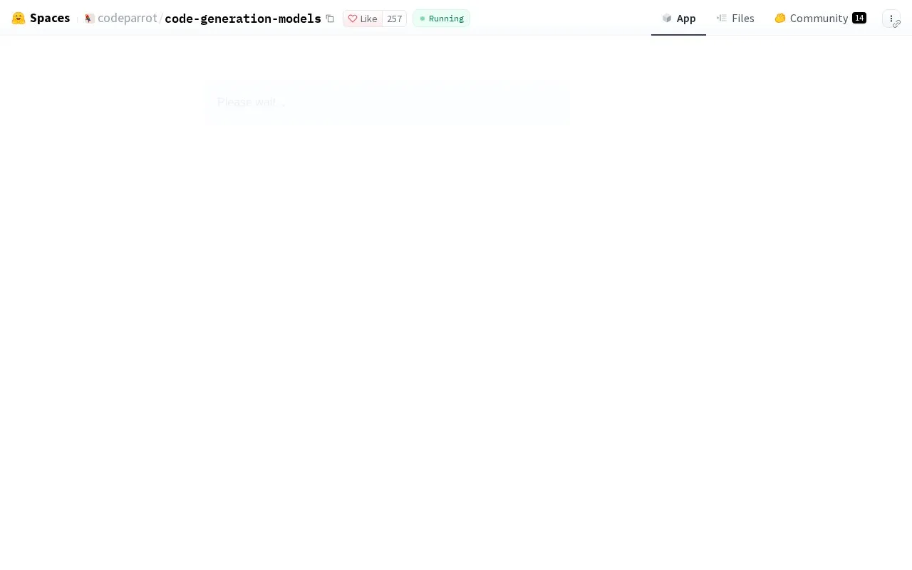 Code generation with 🤗 homepage screenshot