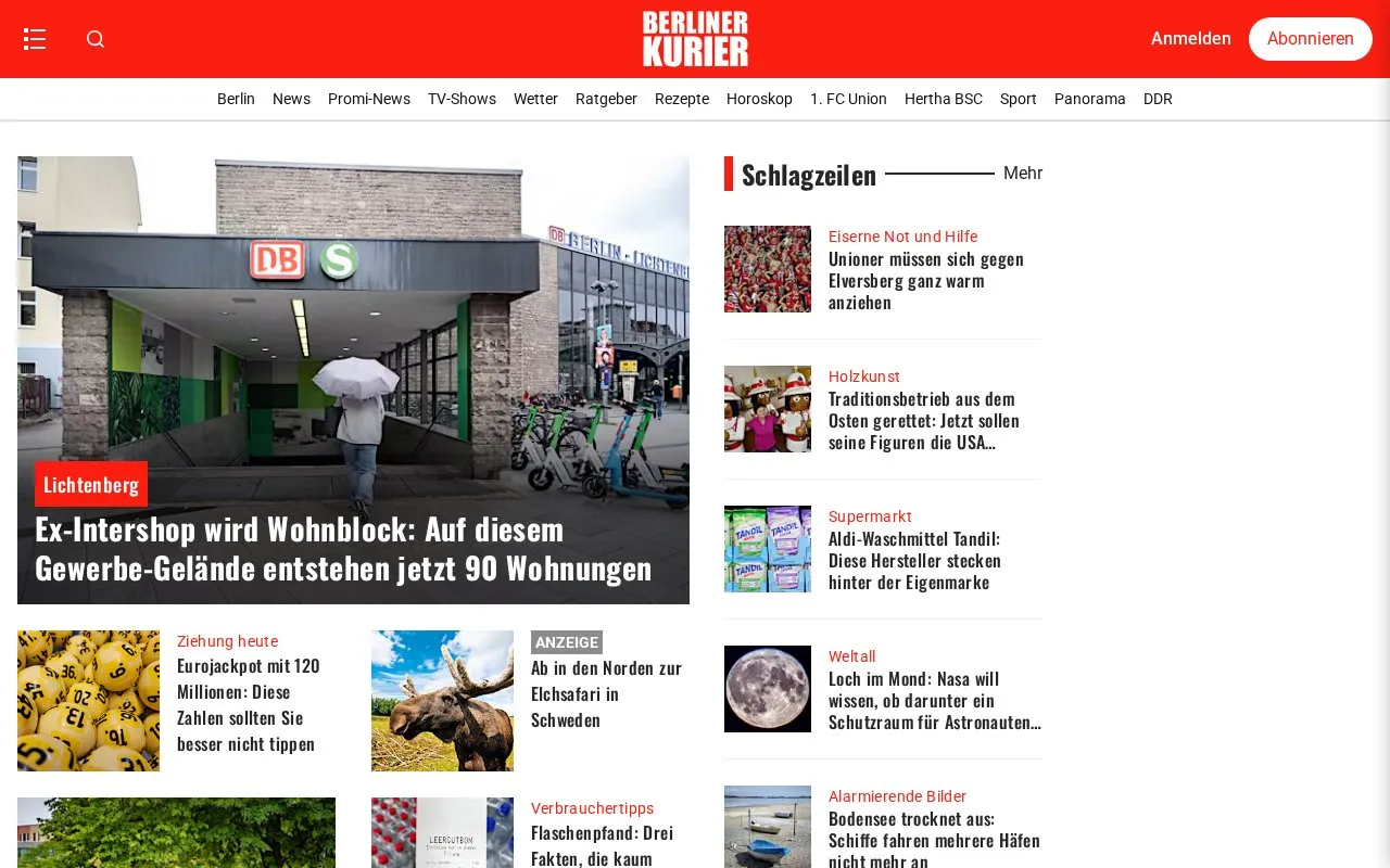 Berliner Kurier homepage screenshot