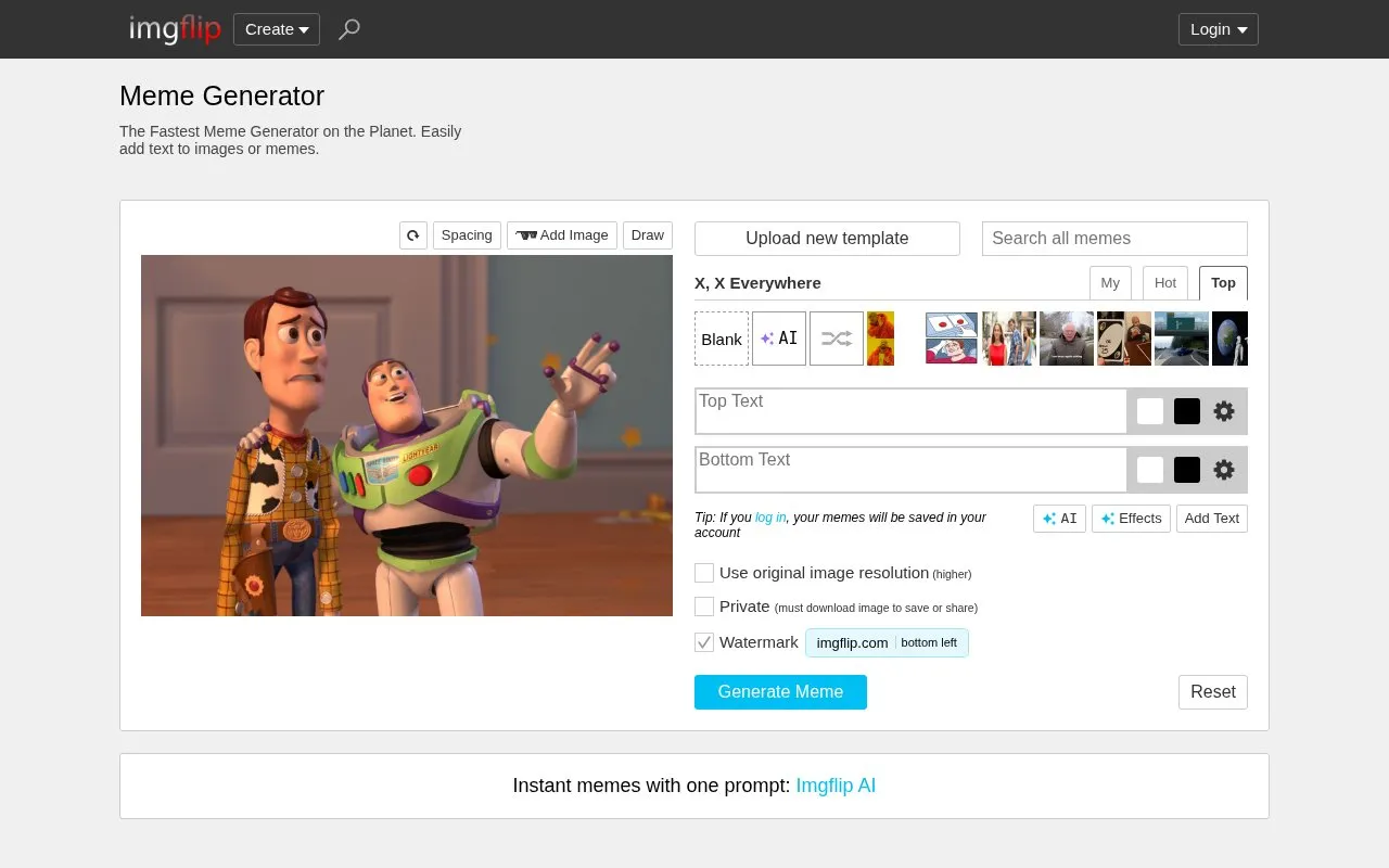 ImgFlip homepage screenshot