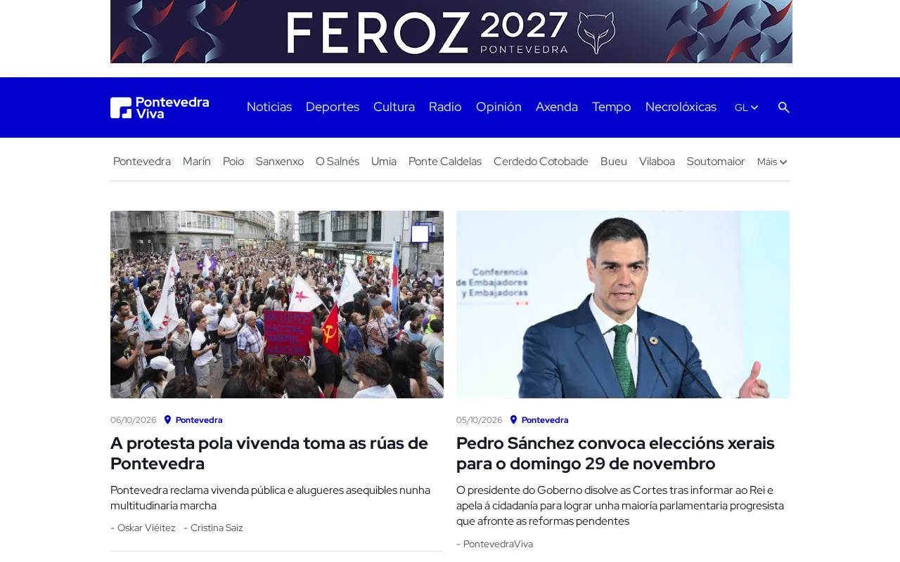 Pontevedra Viva homepage screenshot