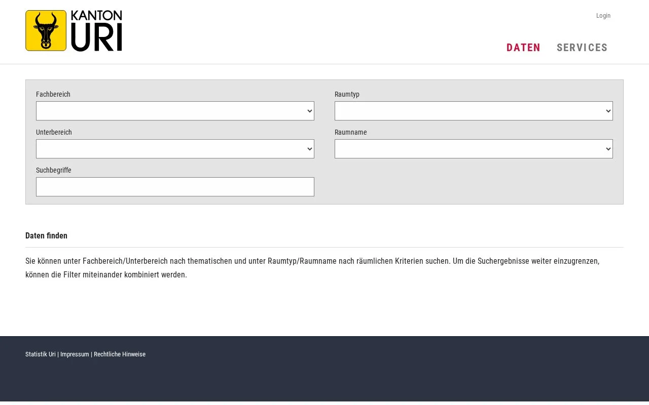 Datenkatalog Kanton Uri homepage screenshot