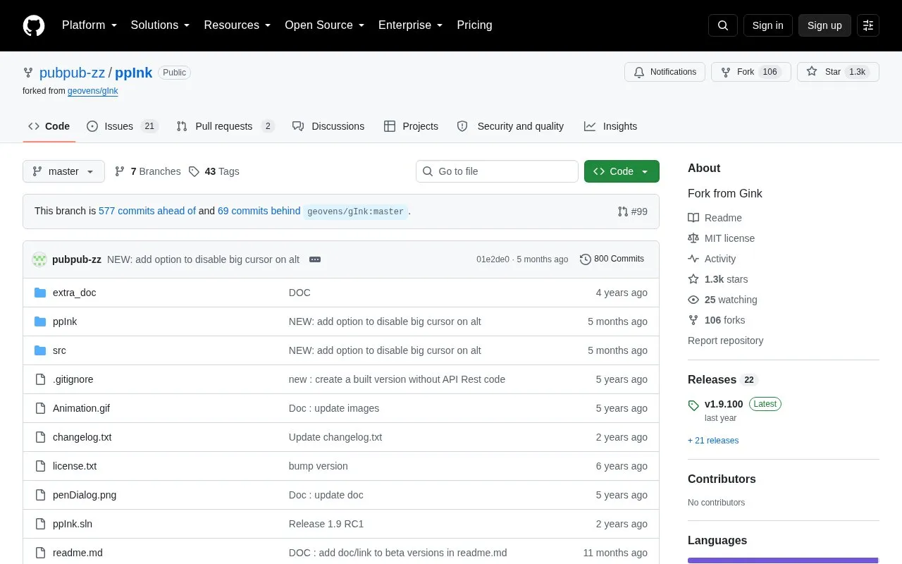 ppInk homepage screenshot