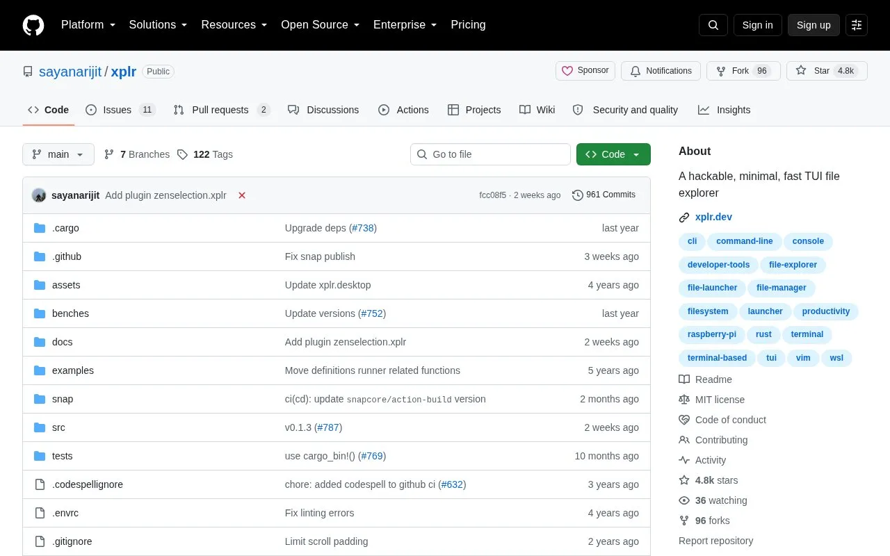 Xplr homepage screenshot