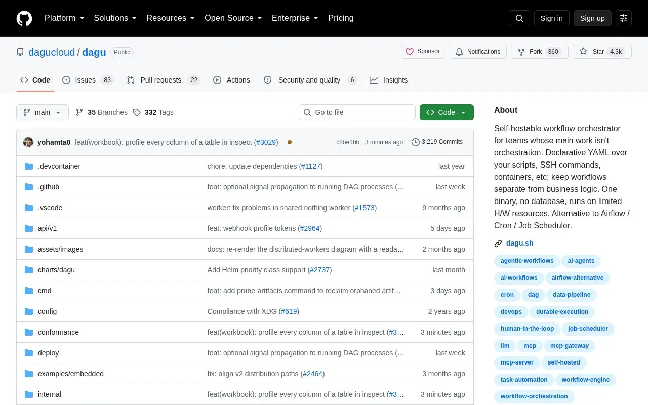 Dagu homepage screenshot