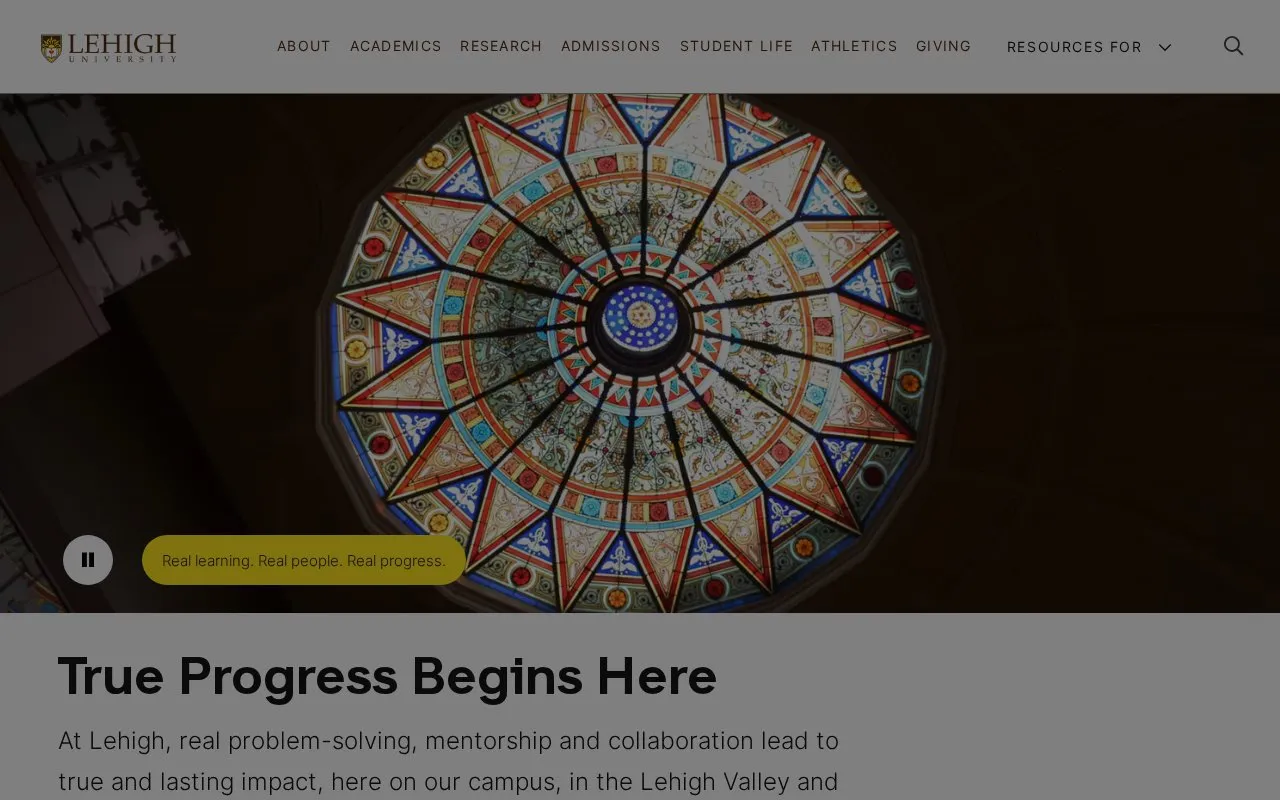 Lehigh University homepage screenshot