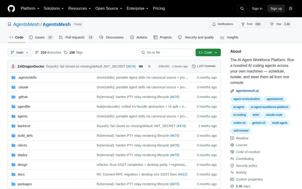 AgentsMesh homepage screenshot