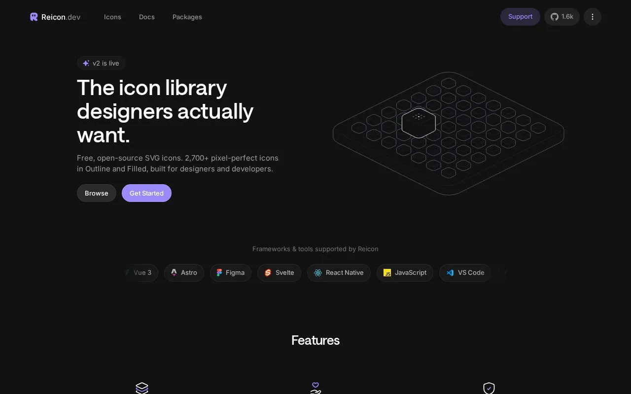 Reicon homepage screenshot