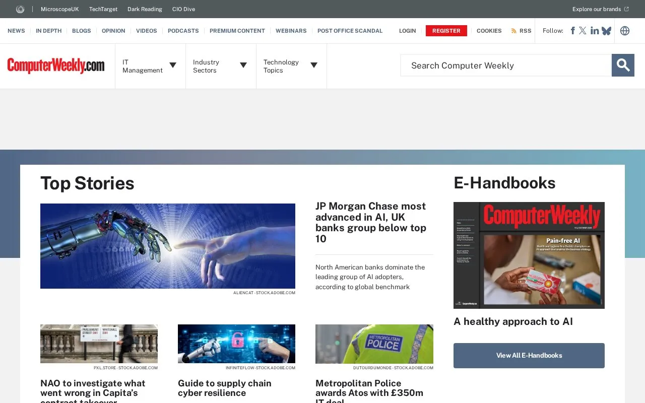 Computer Weekly homepage screenshot