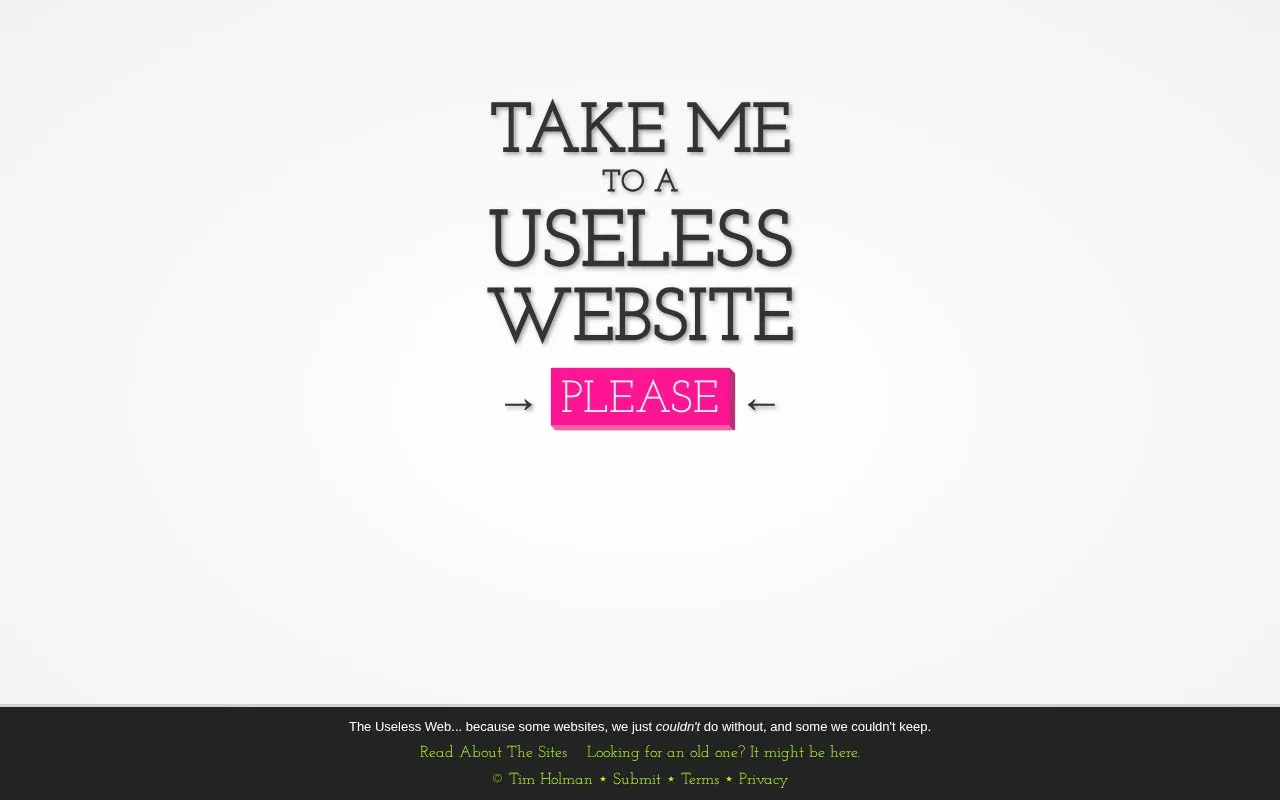 The Useless Web homepage screenshot