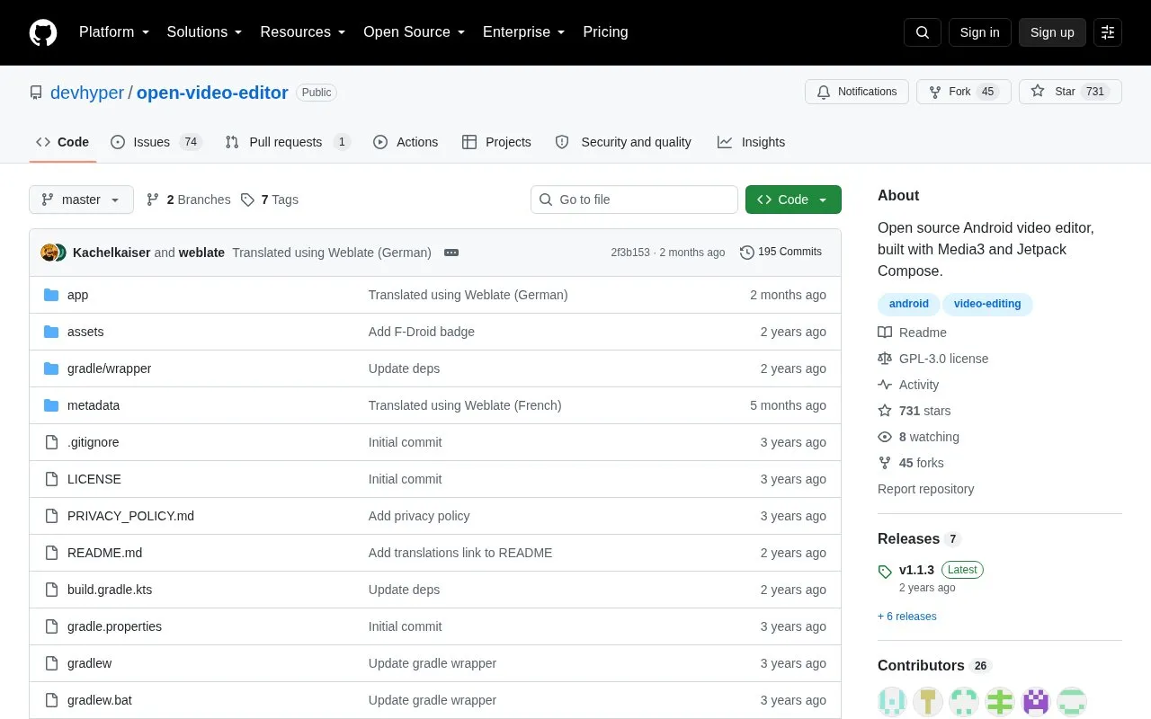 open-video-editor homepage screenshot