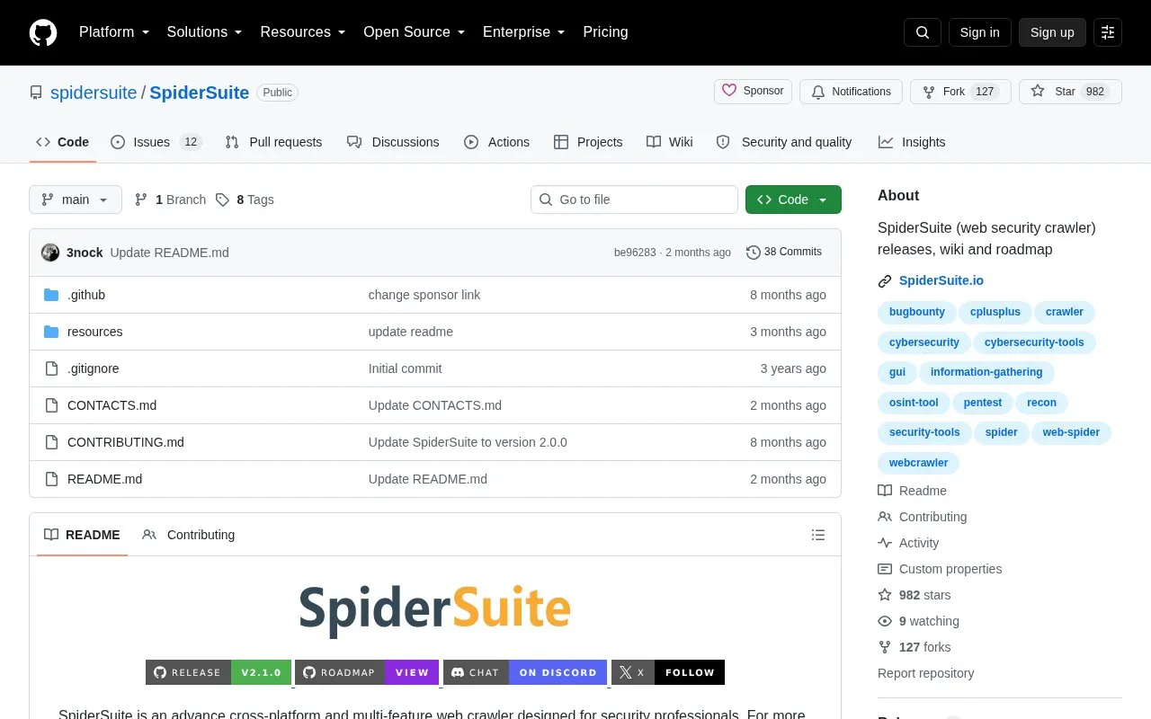 Spider Suite homepage screenshot