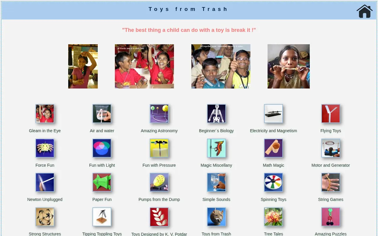 Toys from Trash homepage screenshot