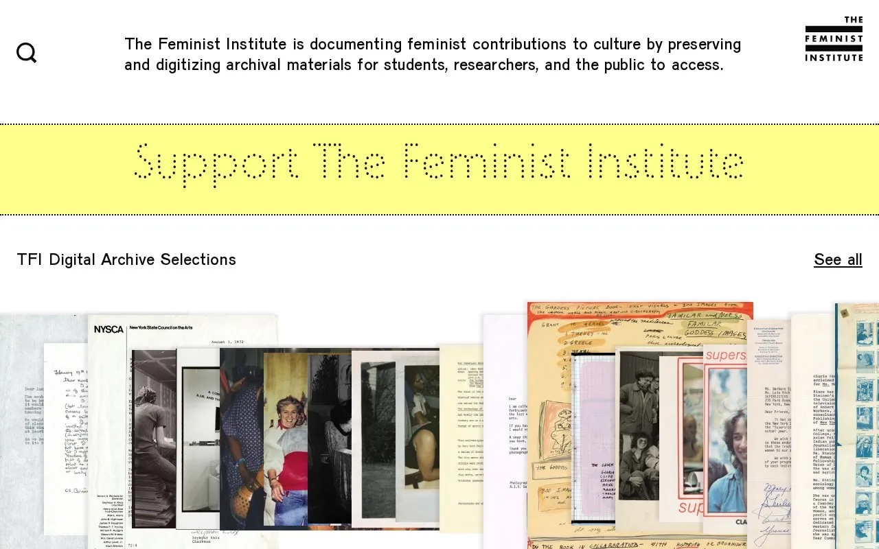 The Feminist Institute homepage screenshot
