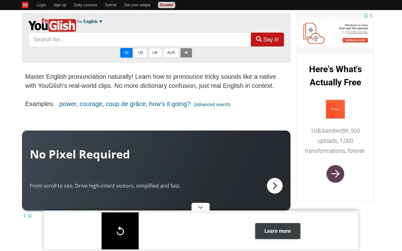 youglish homepage screenshot