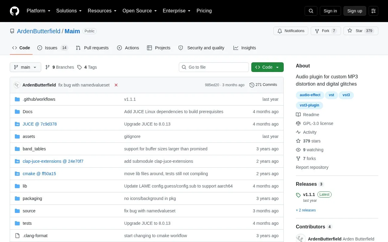 Maim homepage screenshot