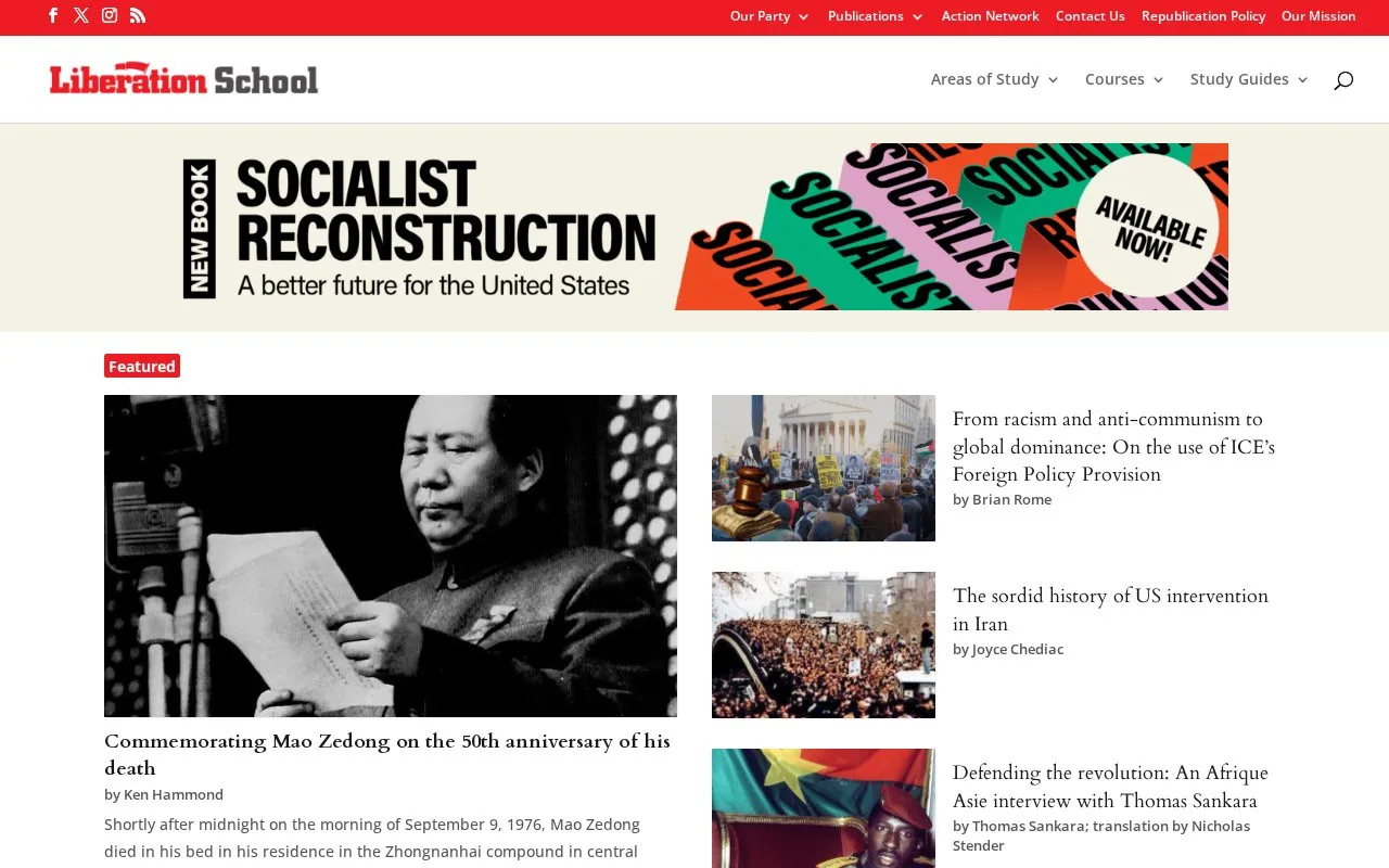 Liberation School homepage screenshot