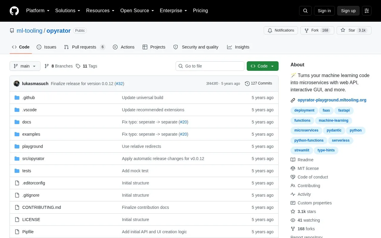 Opyrator homepage screenshot