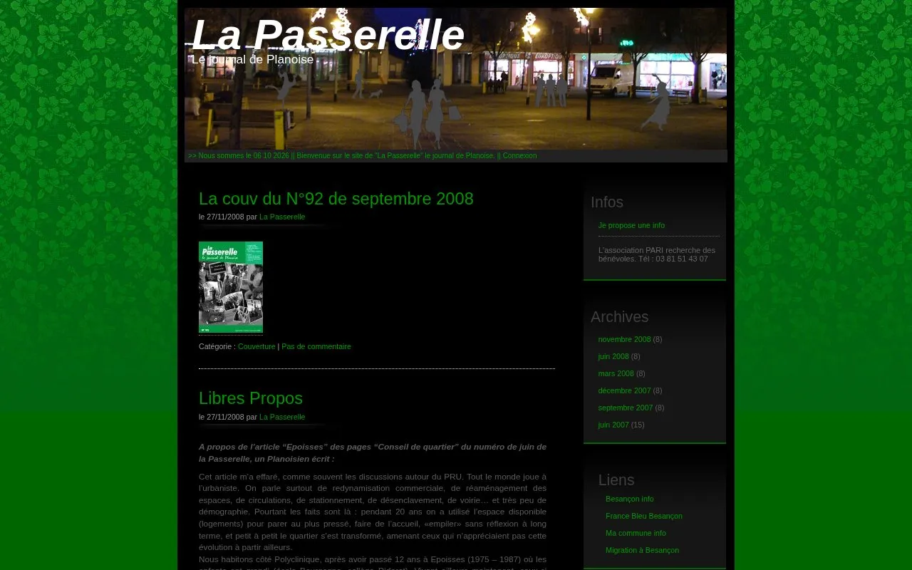 La Passerelle homepage screenshot