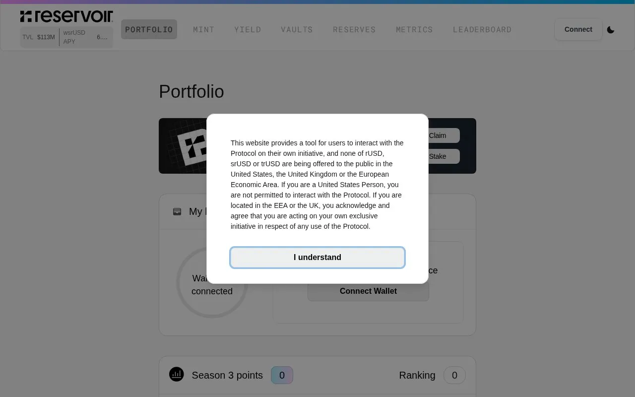 Reservoir Protocol homepage screenshot