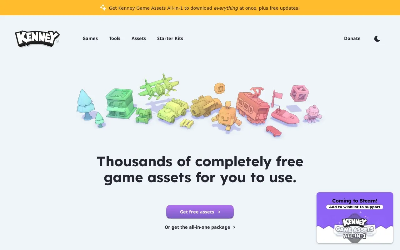 Kenney homepage screenshot