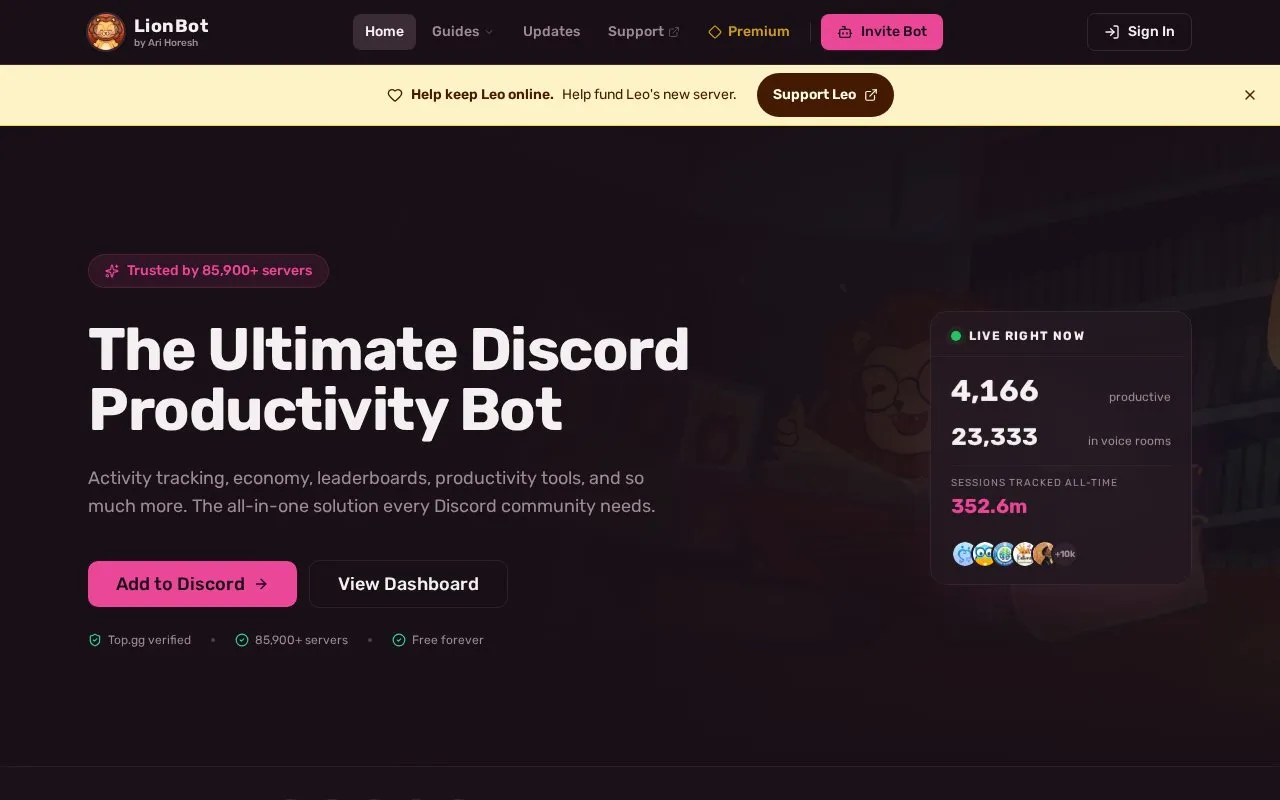 StudyLion homepage screenshot