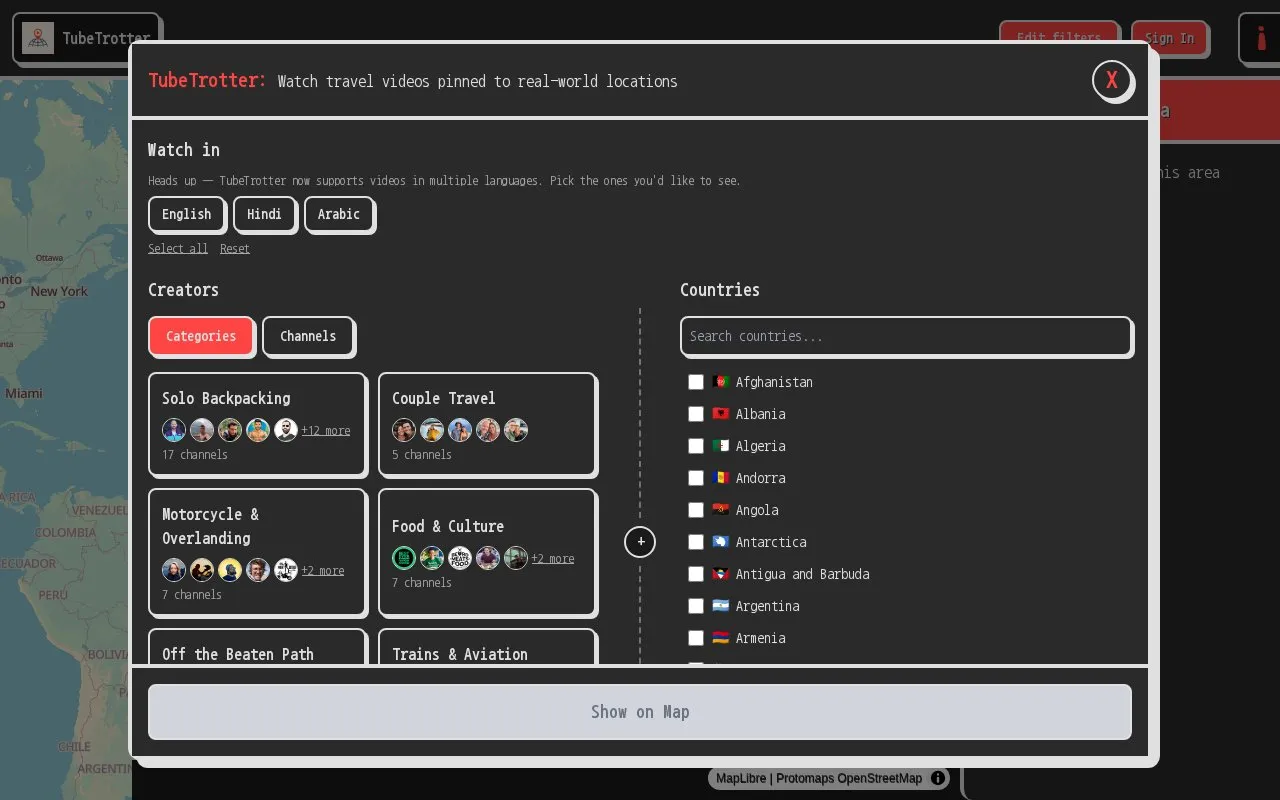 TubeTrotter homepage screenshot