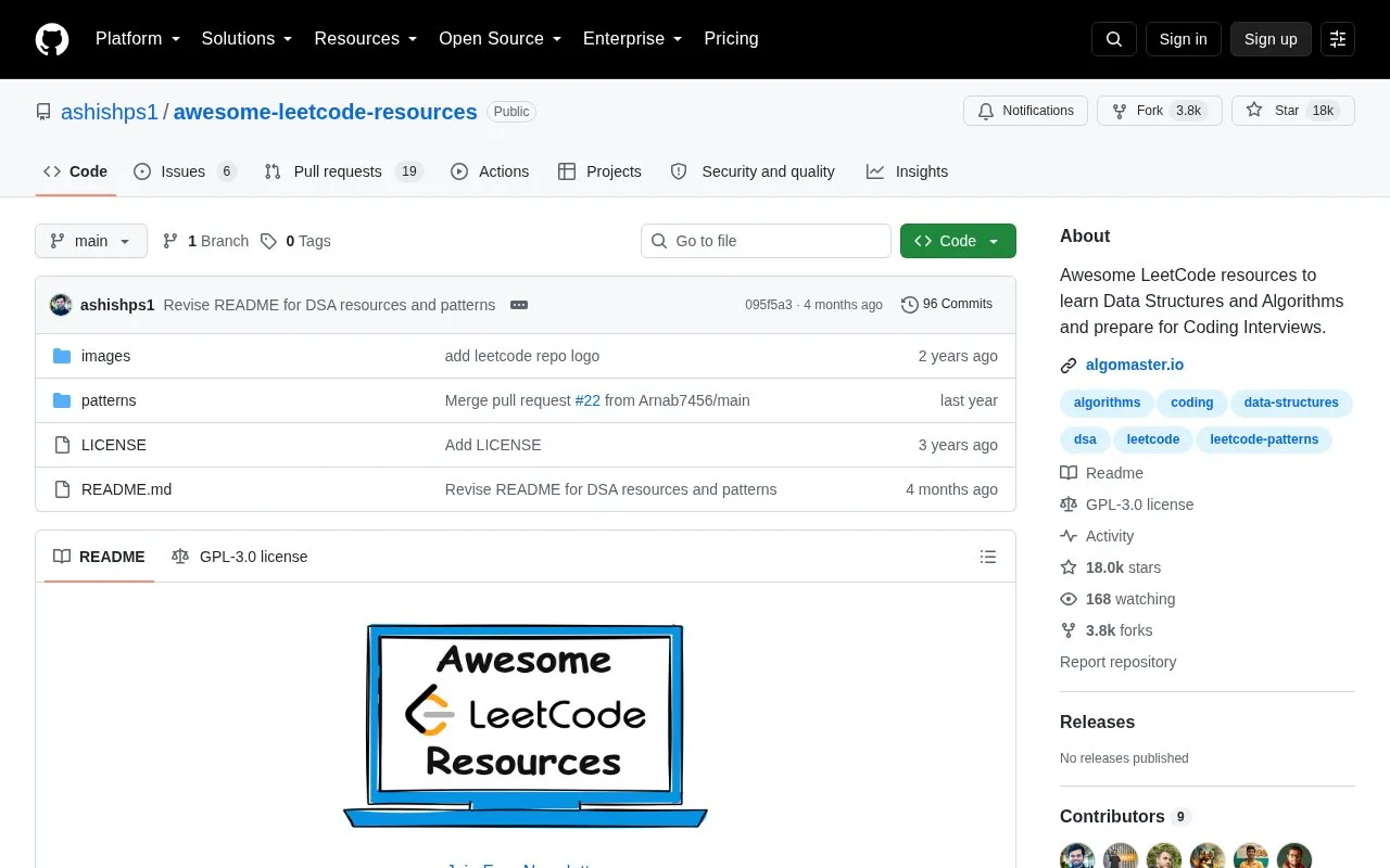 Awesome Leetcode Resources homepage screenshot