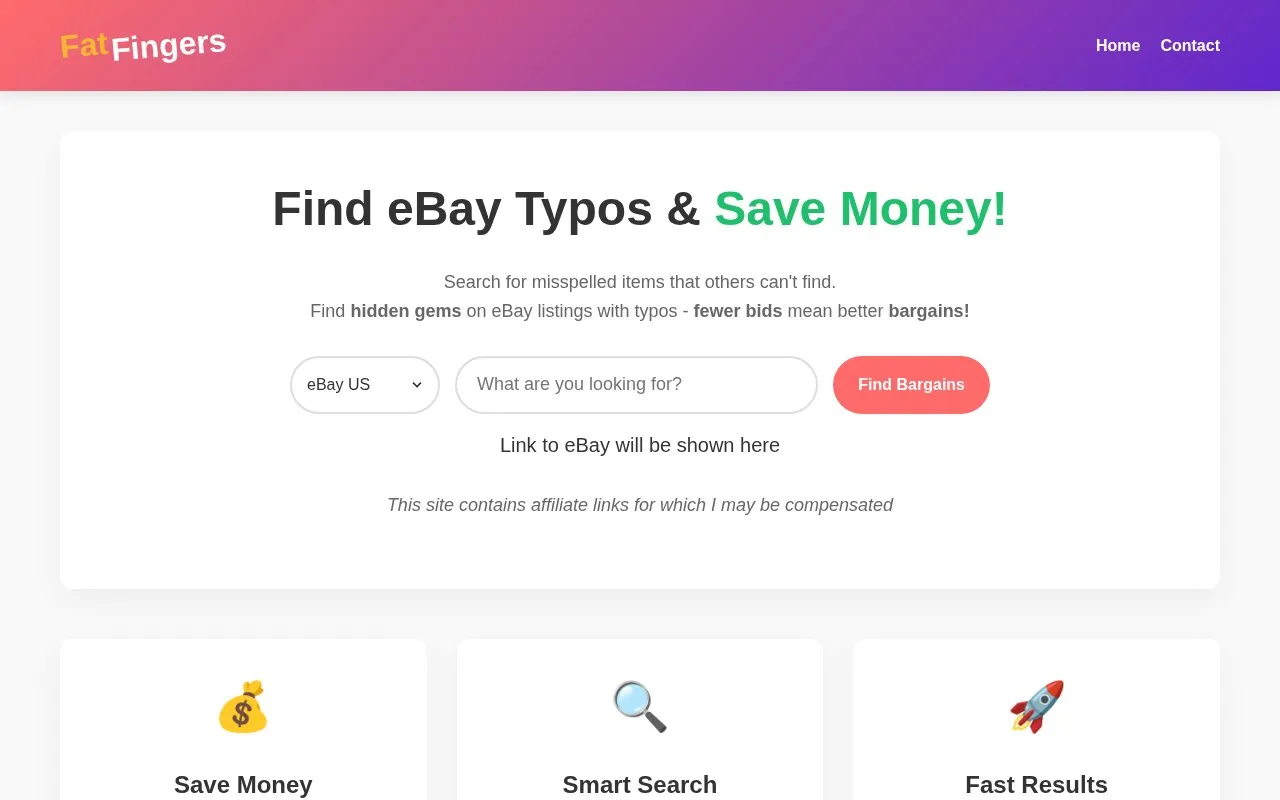 FatFingers homepage screenshot