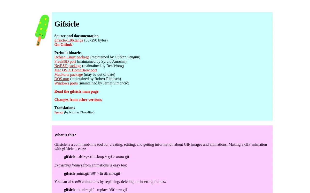 Gifsicle homepage screenshot