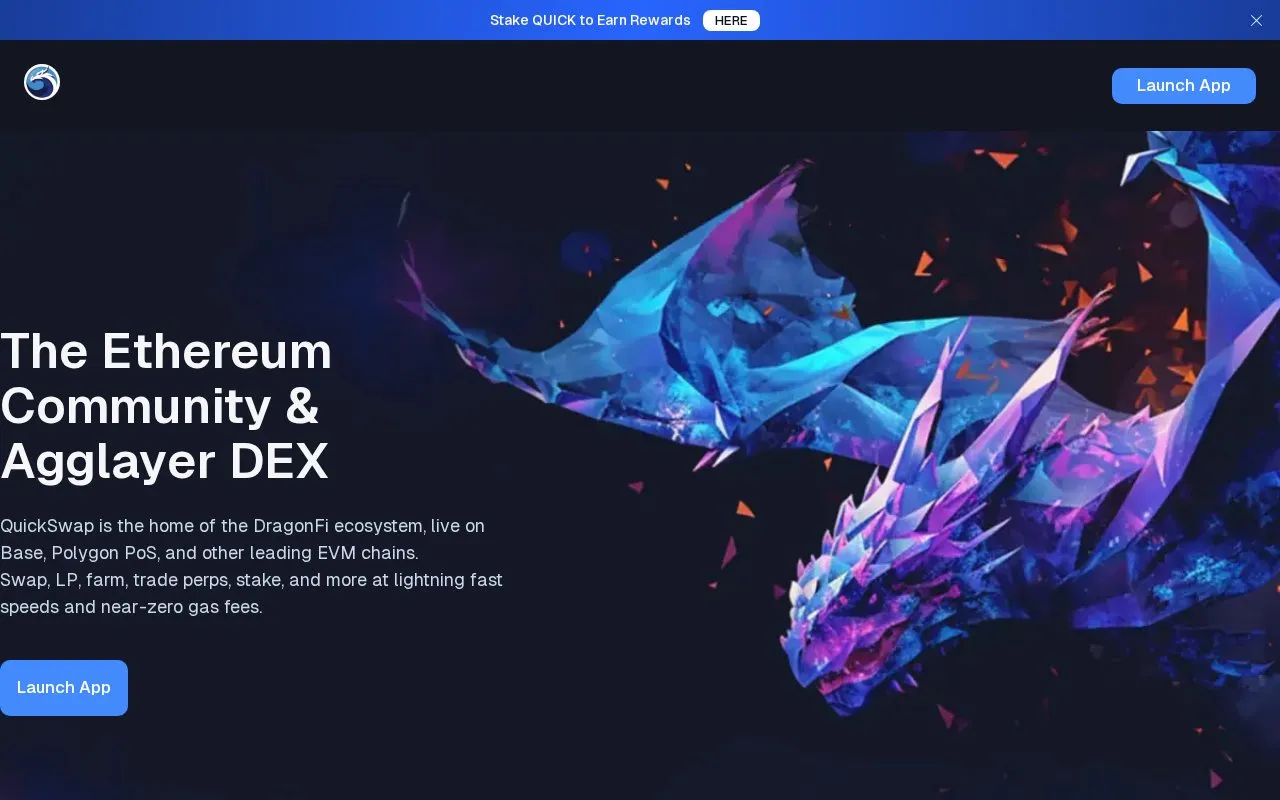 Quickswap Dex homepage screenshot