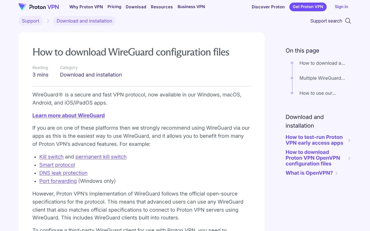 Wireguard homepage screenshot