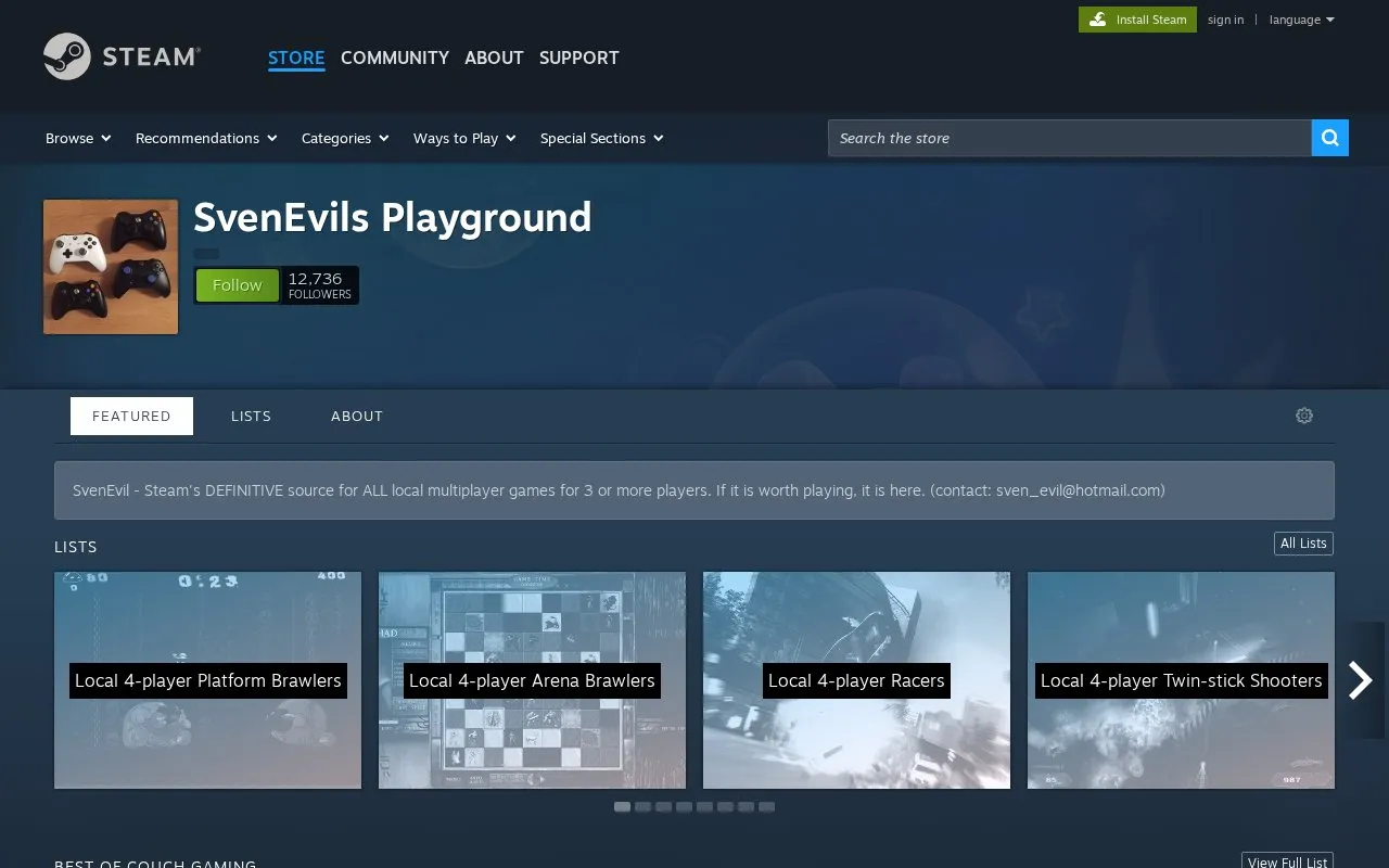 SvenEvils Playground homepage screenshot