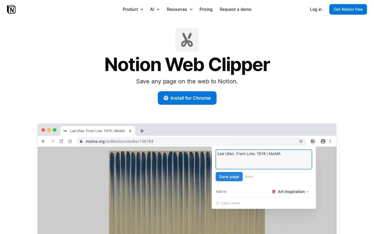 Web Clipper homepage screenshot