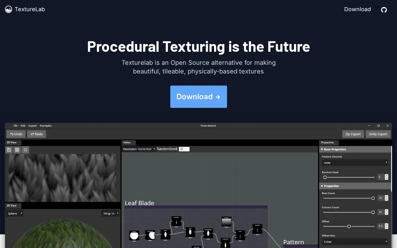 TextureLab homepage screenshot