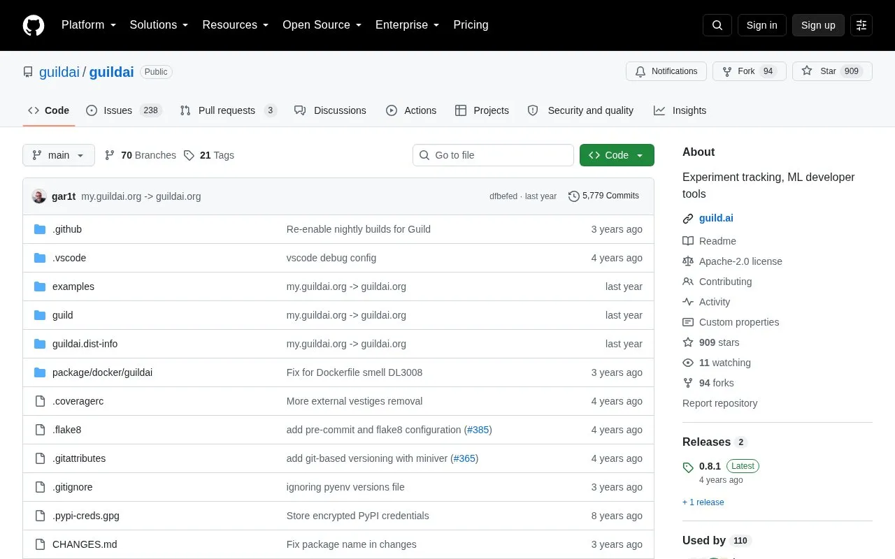 Guild AI homepage screenshot