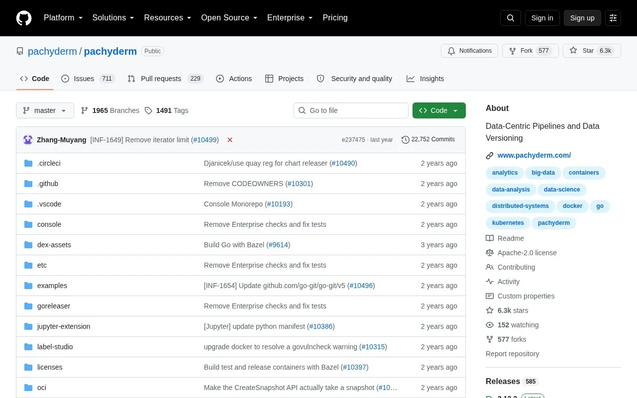Pachyderm homepage screenshot