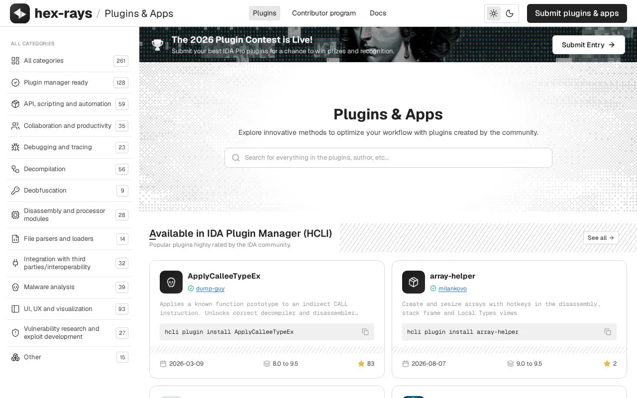 Plugins homepage screenshot