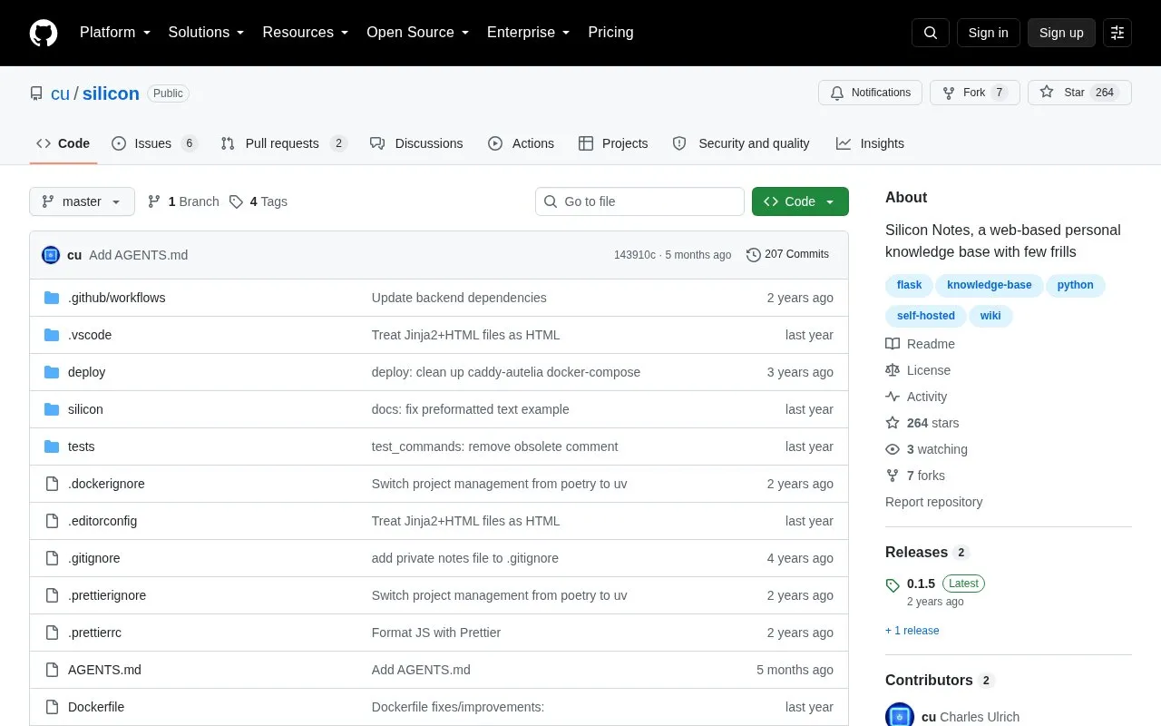 Silicon homepage screenshot