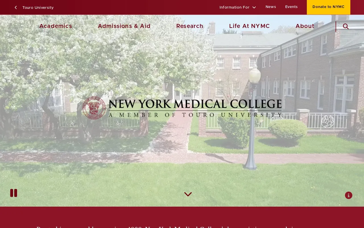 New York Medical College homepage screenshot