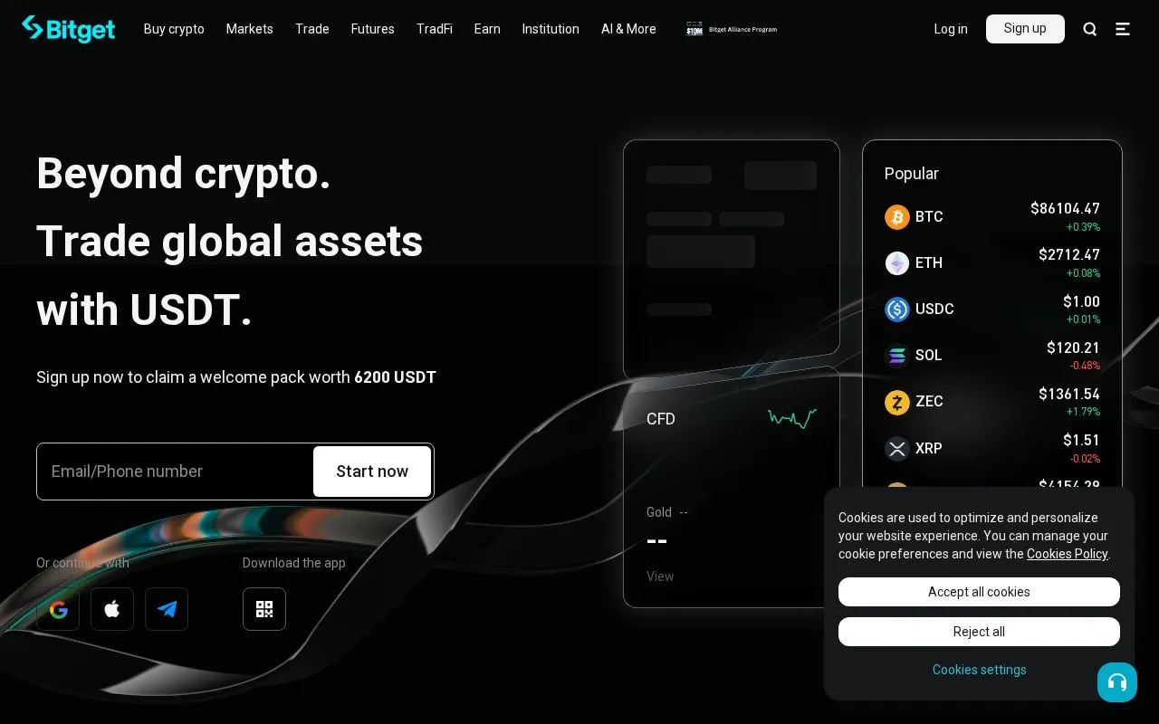 Bitget homepage screenshot