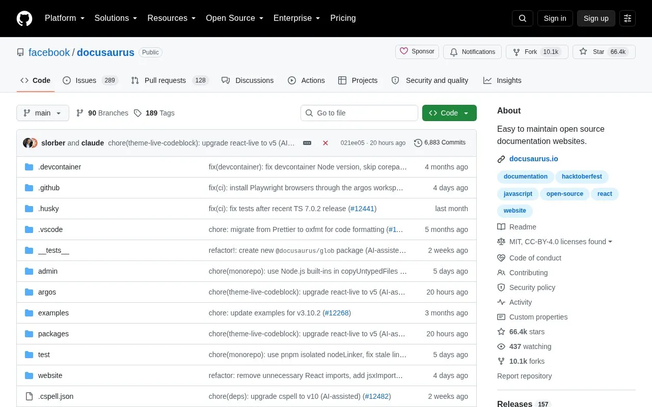 Docusaurus homepage screenshot