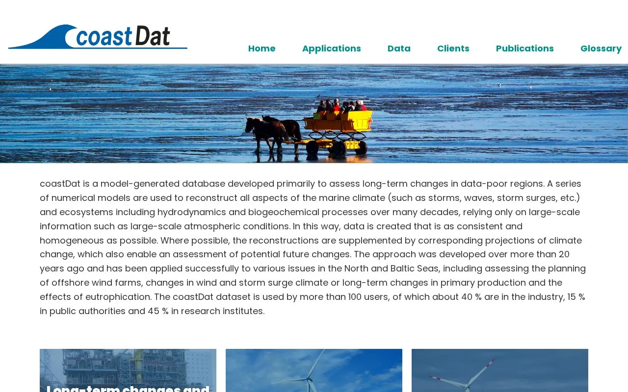 coastDat homepage screenshot