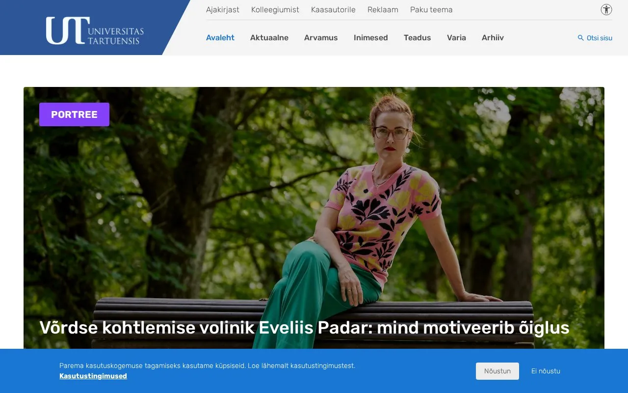Universitas Tartuensis homepage screenshot