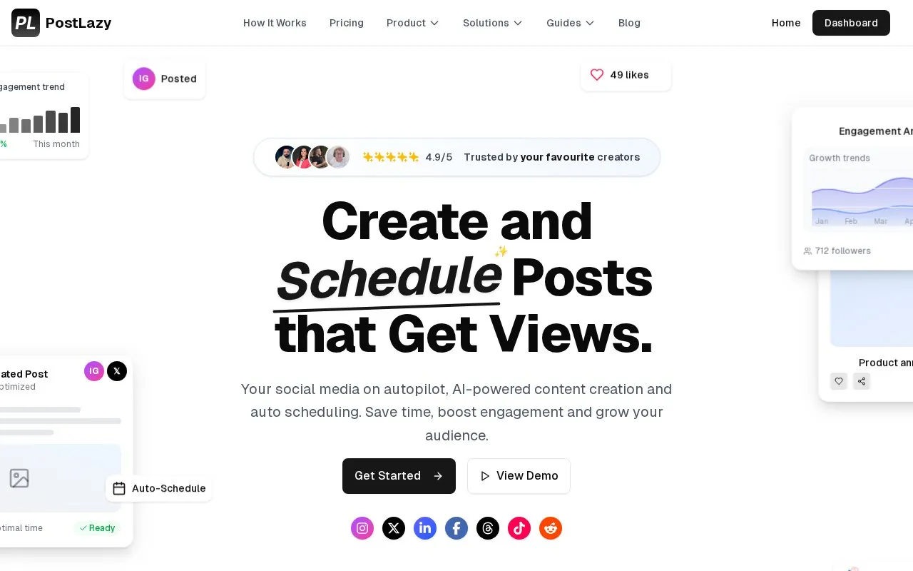 PostLazy homepage screenshot