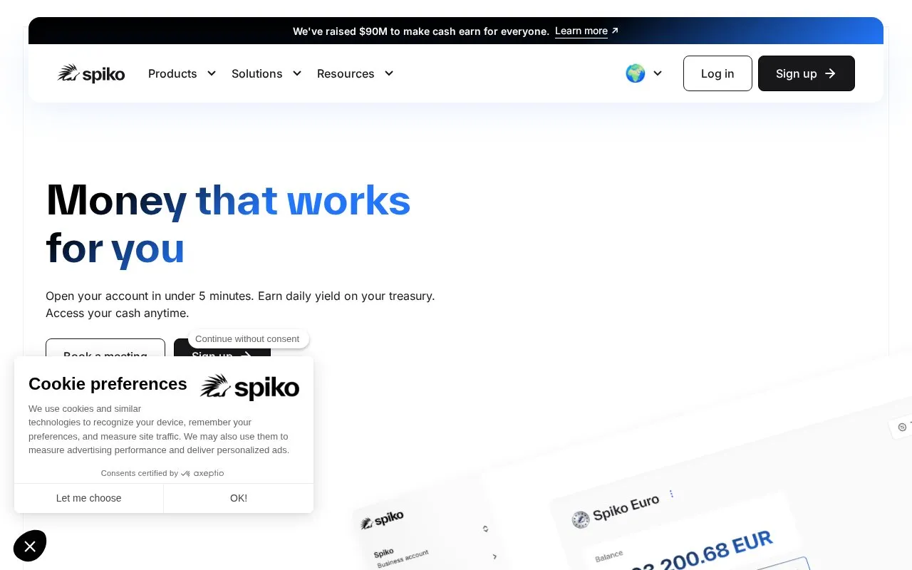 Spiko homepage screenshot