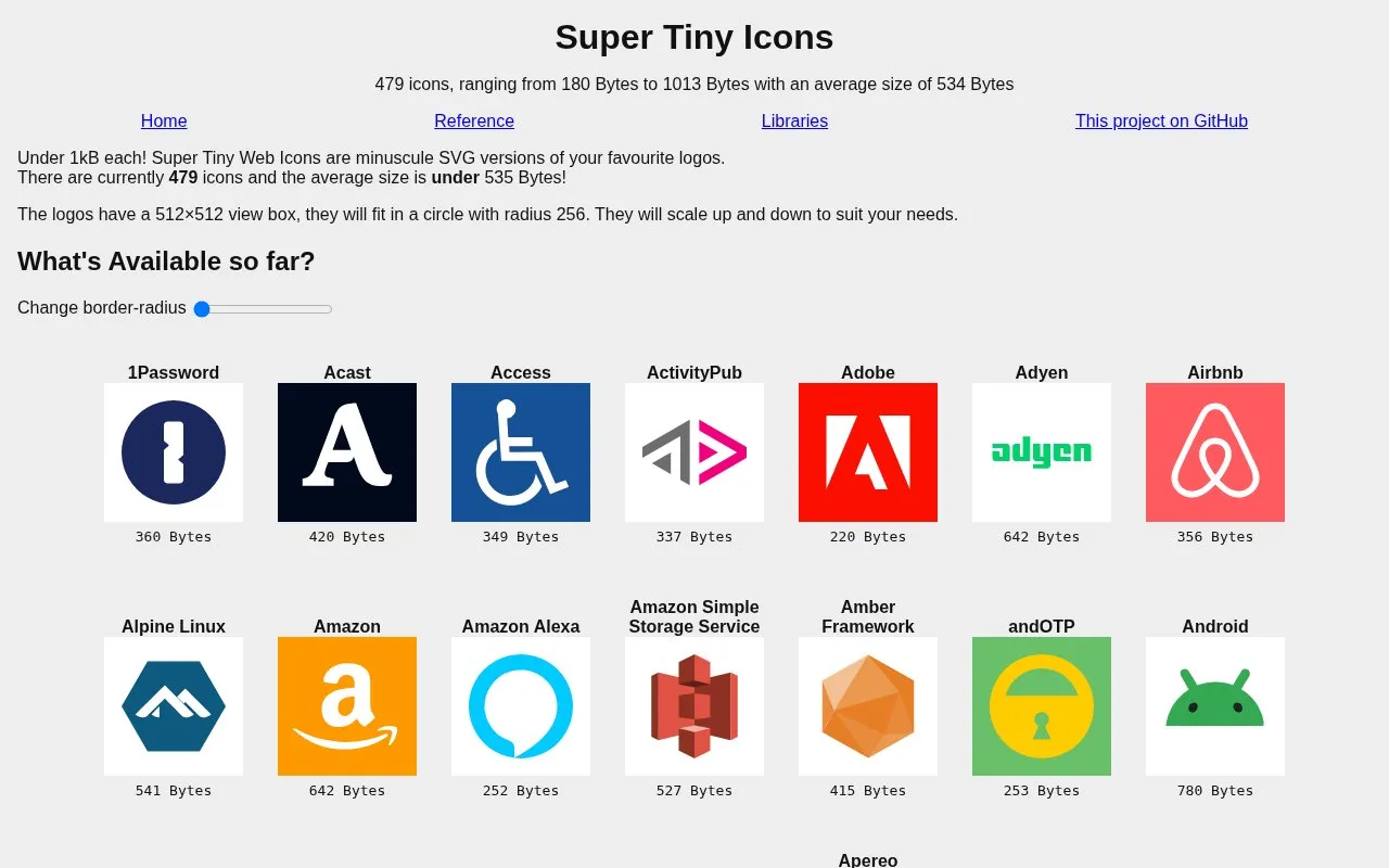 SuperTinyIcons homepage screenshot
