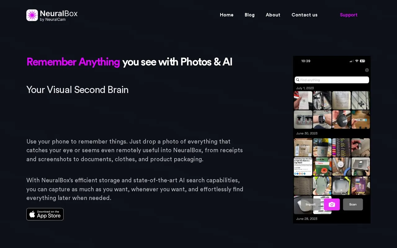 NeuralBox homepage screenshot