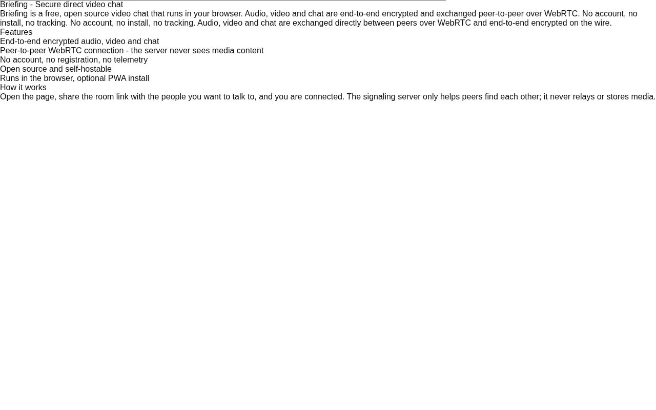 Briefing homepage screenshot